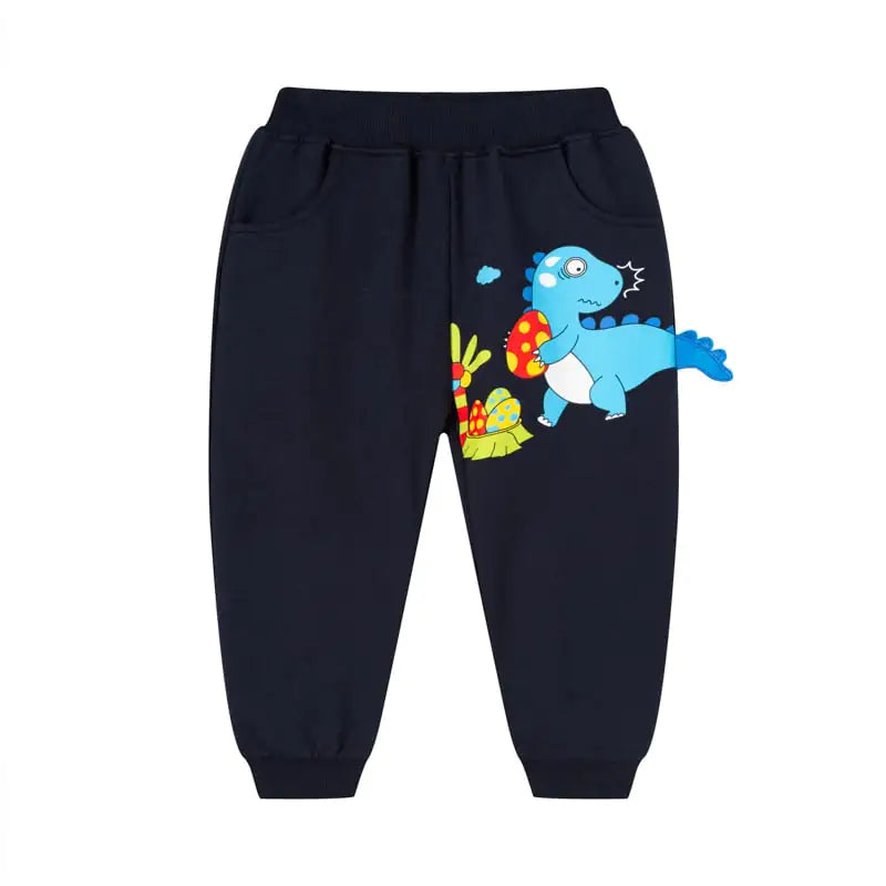 Boys' Knitted Dinosaur Cartoon Casual Sports Trousers