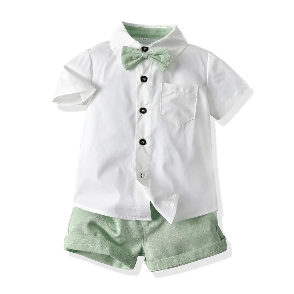 Summer Set for Boys: Short Sleeve Shirt & Overalls