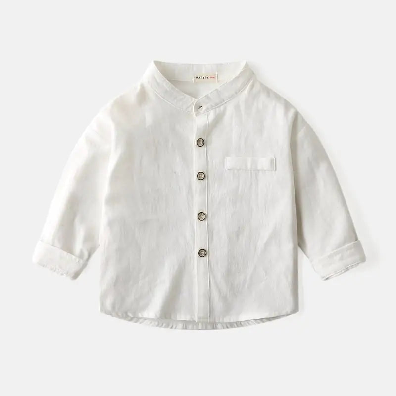 Boys' Solid Color Stand Collar Shirt