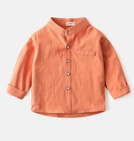 Boys' Solid Color Stand Collar Shirt