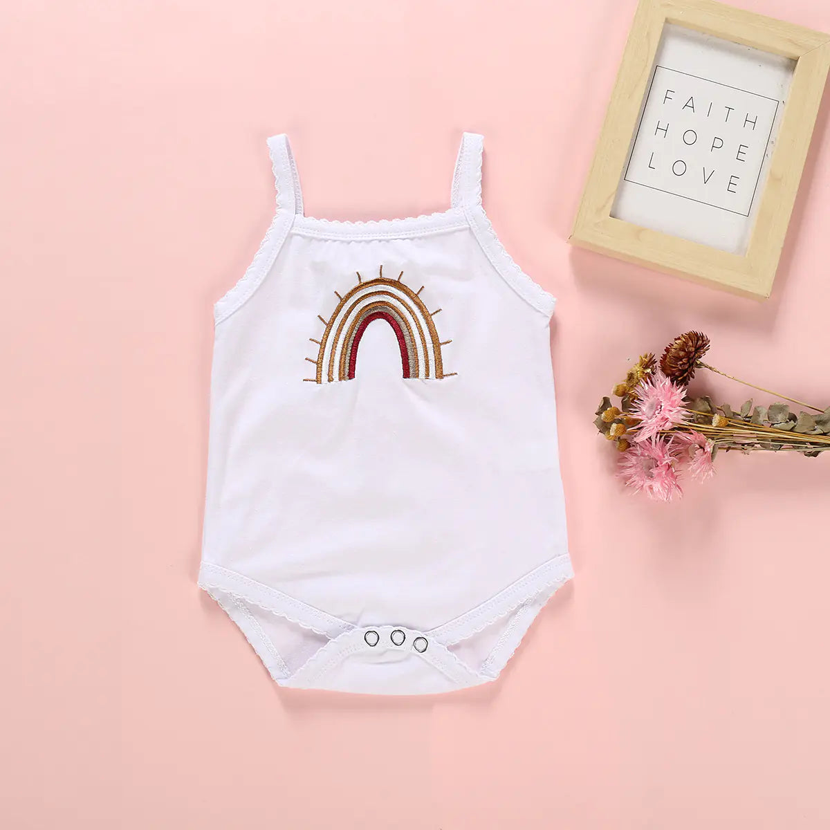Summer New Three-Color Rainbow Embroidered Romper
