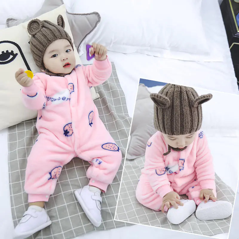Infant Warm Fleece Romper for Fall and Winter