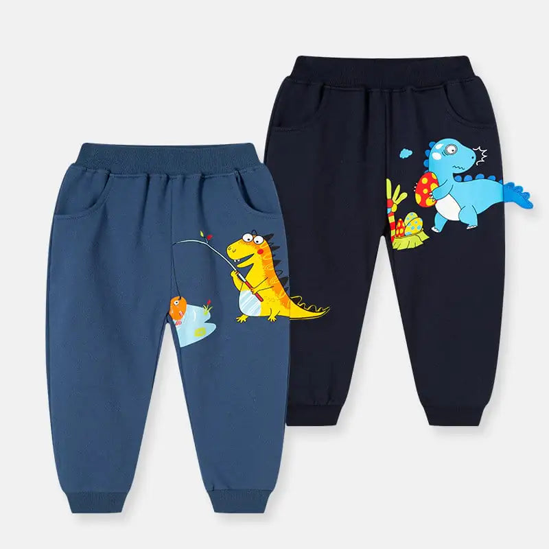 Boys' Knitted Dinosaur Cartoon Casual Sports Trousers
