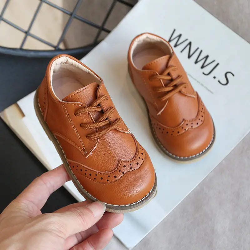 Boys' British Style Leather Shoes for Girls and Boys