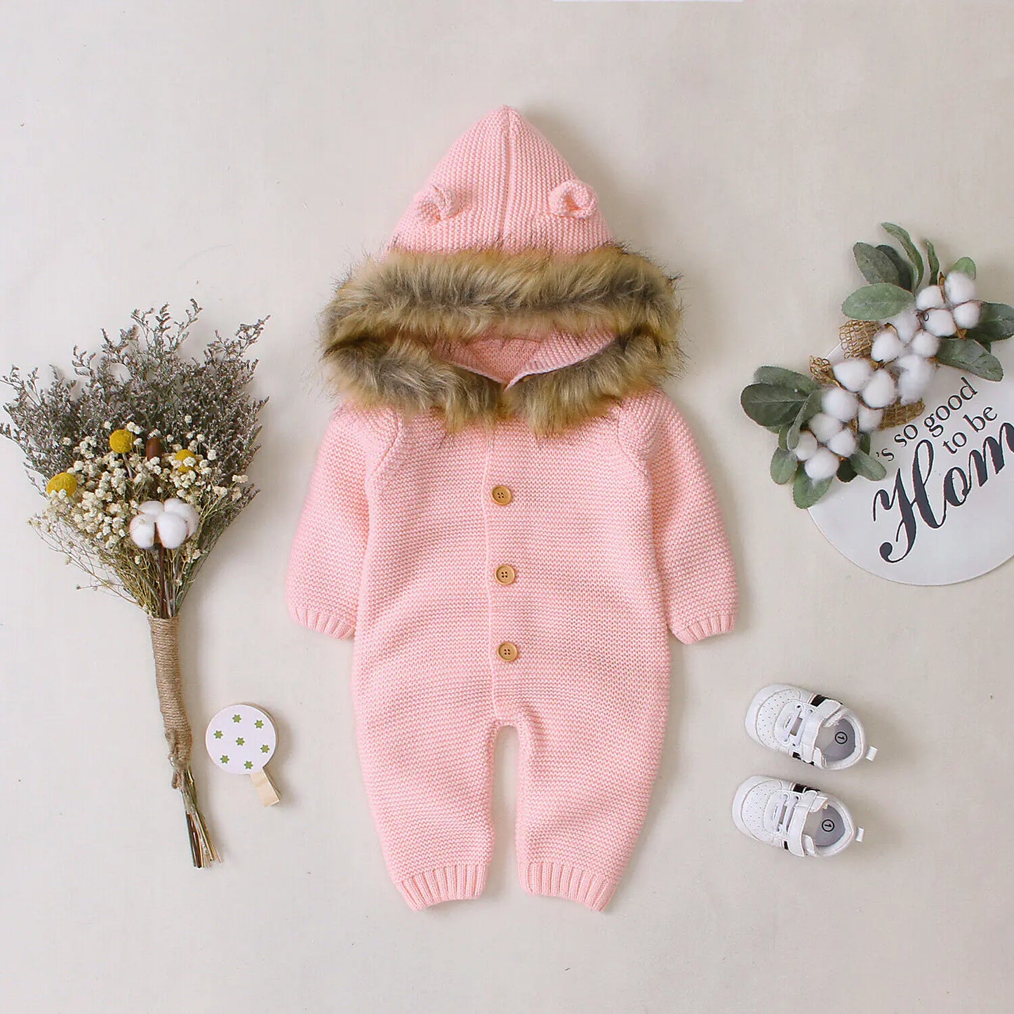 Kids' Hooded Knitted Romper - Popular Style