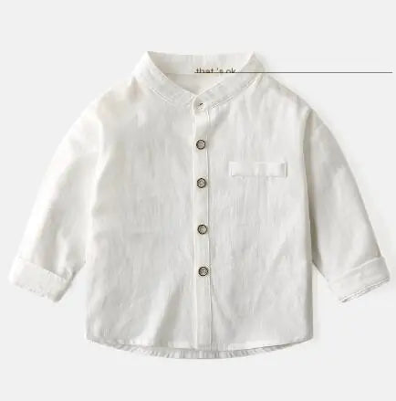 Boys' Solid Color Stand Collar Shirt