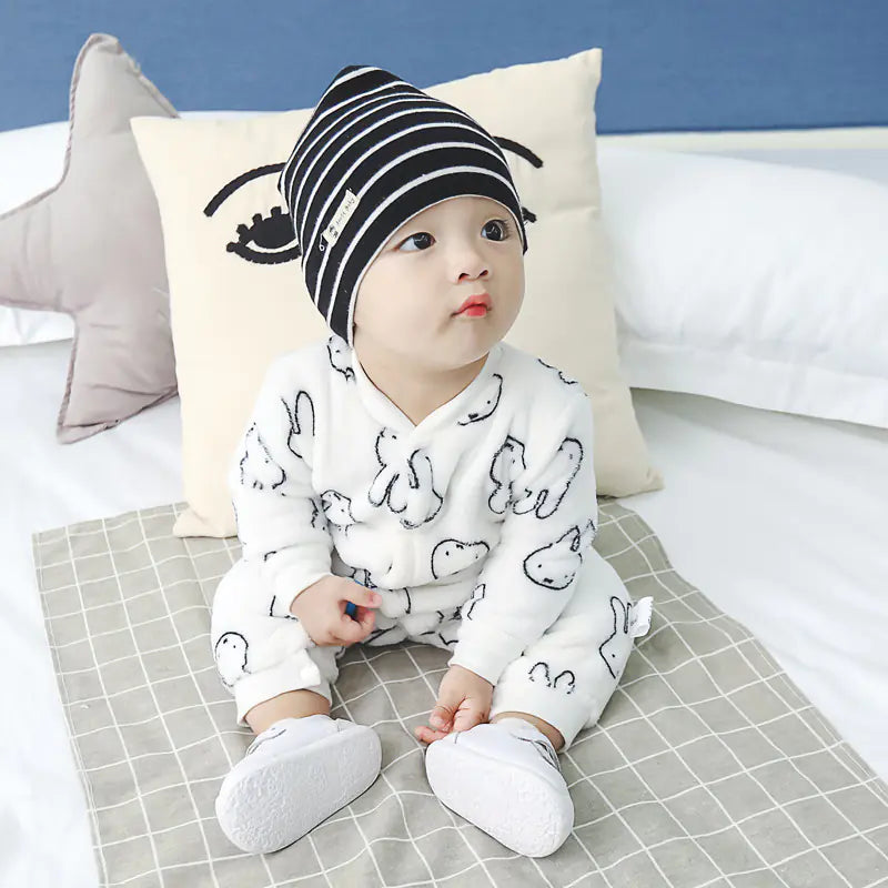 Infant Warm Fleece Romper for Fall and Winter