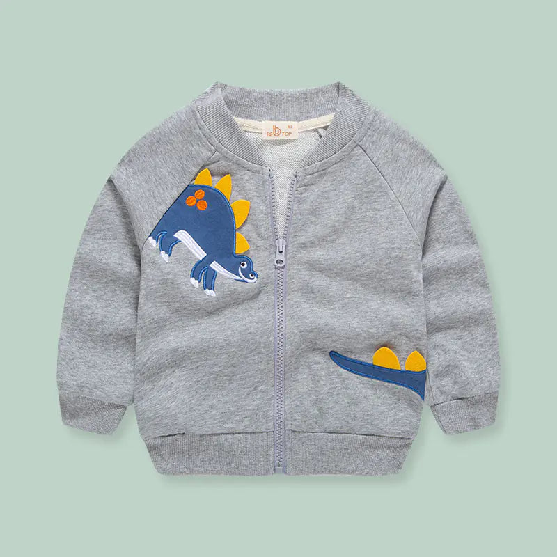 Boys' Zipper Baseball Jacket - Casual Cardigan Style