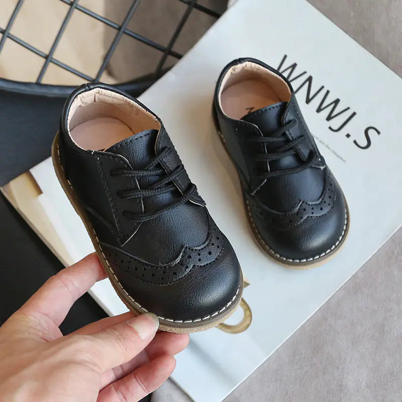 Boys' British Style Leather Shoes for Girls and Boys