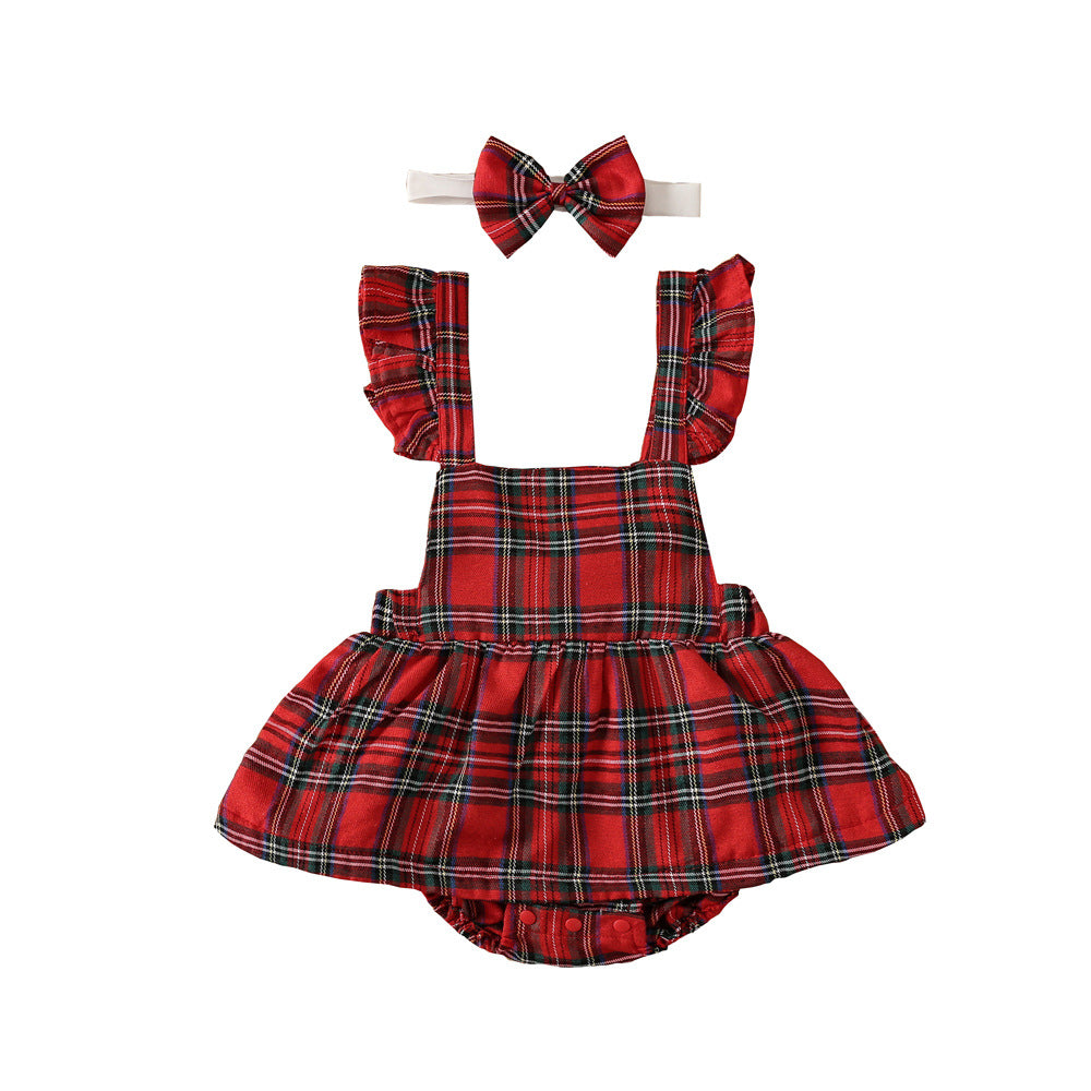 cocktail dress gold and black Christmas Plaid Baby Romper - Mesh Skirt Dress
