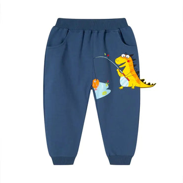 Boys' Knitted Dinosaur Cartoon Casual Sports Trousers