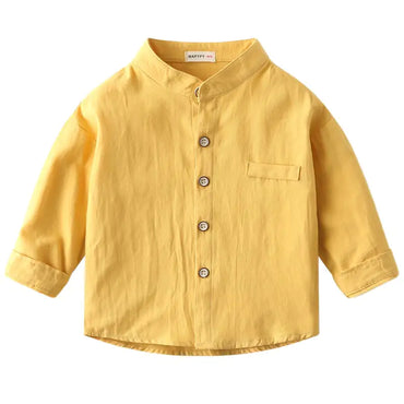 Boys' Solid Color Stand Collar Shirt