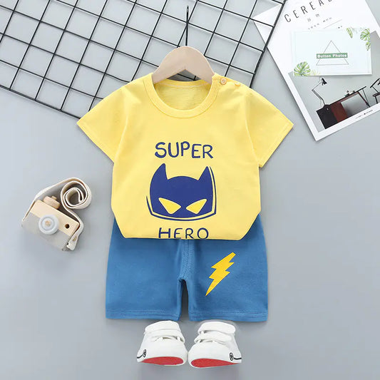 2020 Cartoon Kids Cotton Short Sleeve Outfit Set