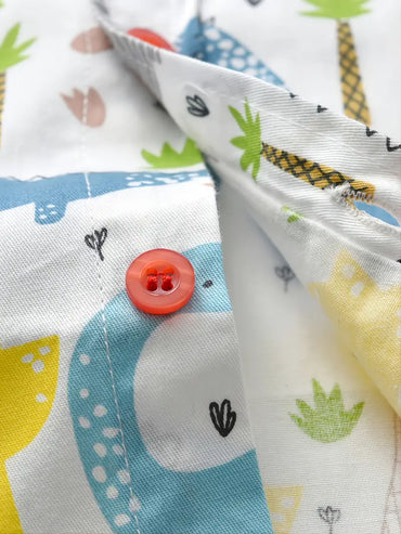 Boys Cartoon Dinosaur Print Button-up Shirt