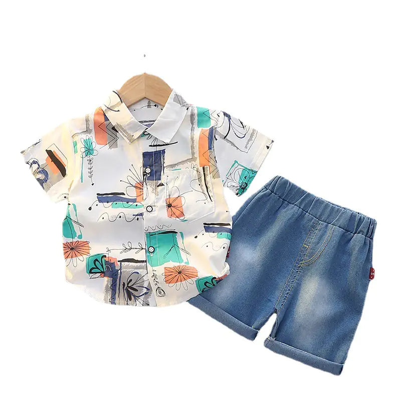 Summer Short Sleeve Shirt Suit for Boys' Clothing