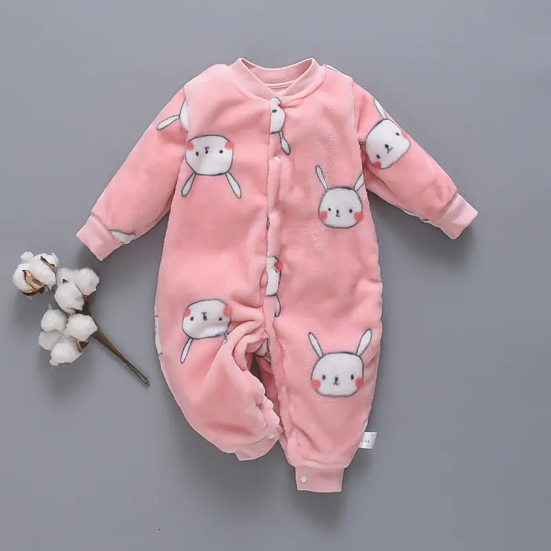 Infant Warm Fleece Romper for Fall and Winter