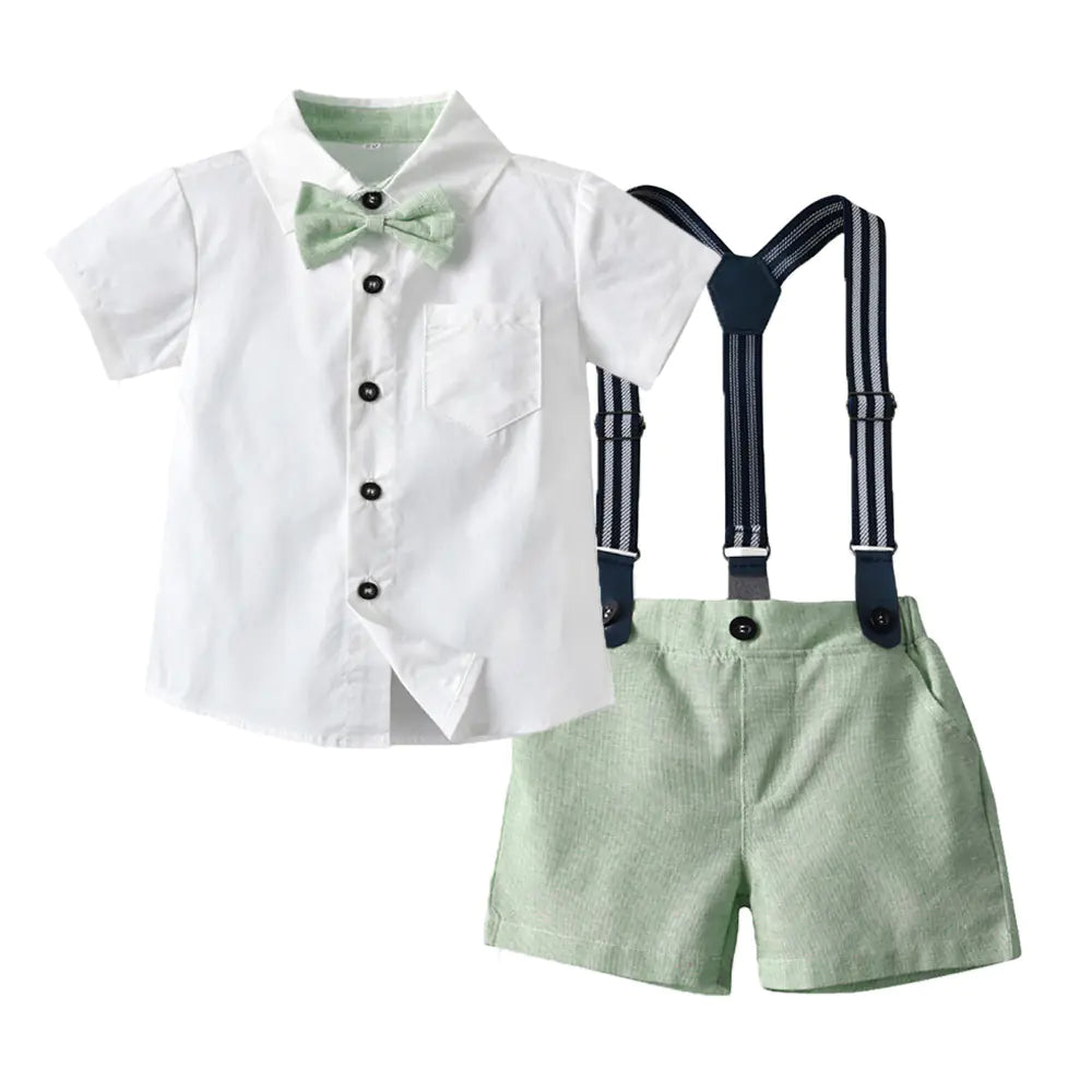 Summer Set for Boys: Short Sleeve Shirt & Overalls