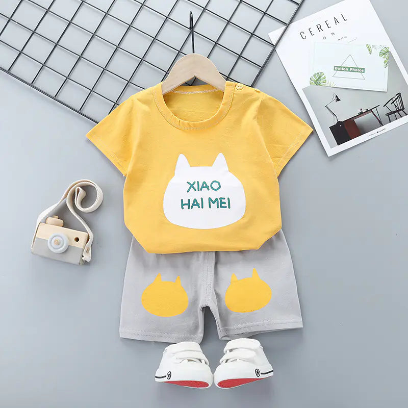 2020 Cartoon Kids Cotton Short Sleeve Outfit Set
