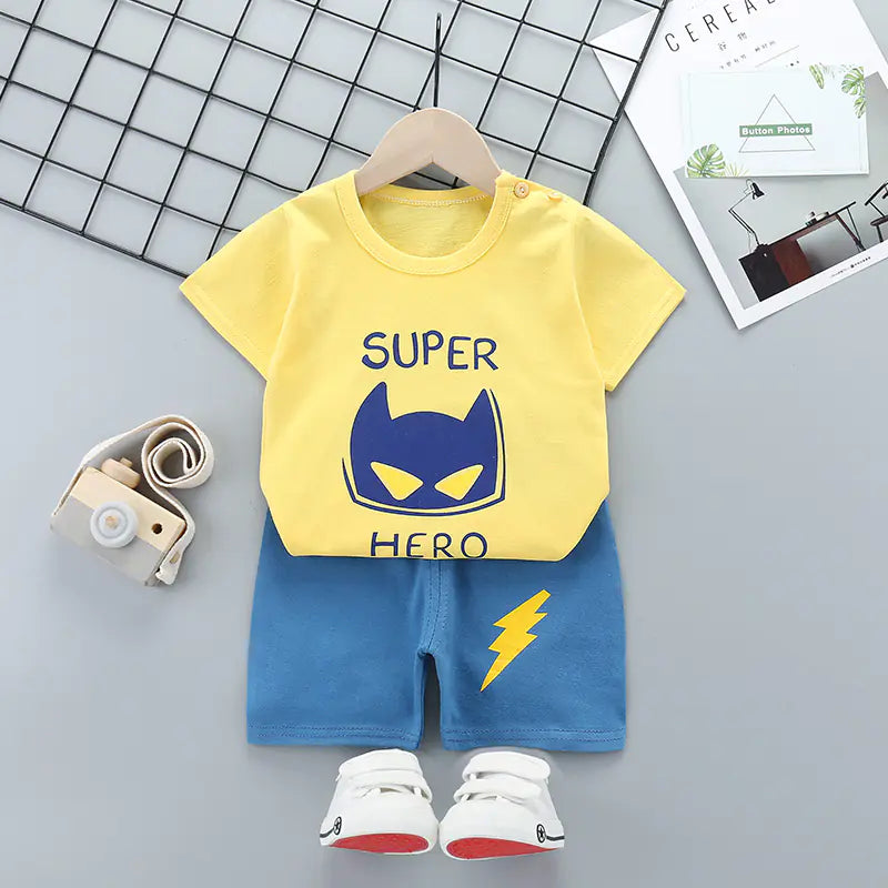 2020 Cartoon Kids Cotton Short Sleeve Outfit Set
