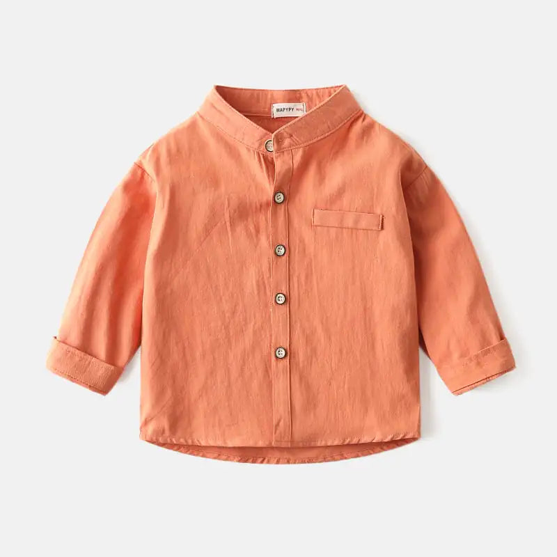 Boys' Solid Color Stand Collar Shirt