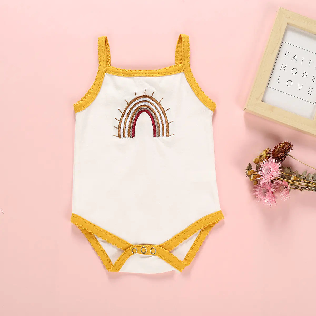 Summer New Three-Color Rainbow Embroidered Romper