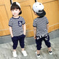 Boys' Cotton Striped Summer Outfit - Two-Piece Set