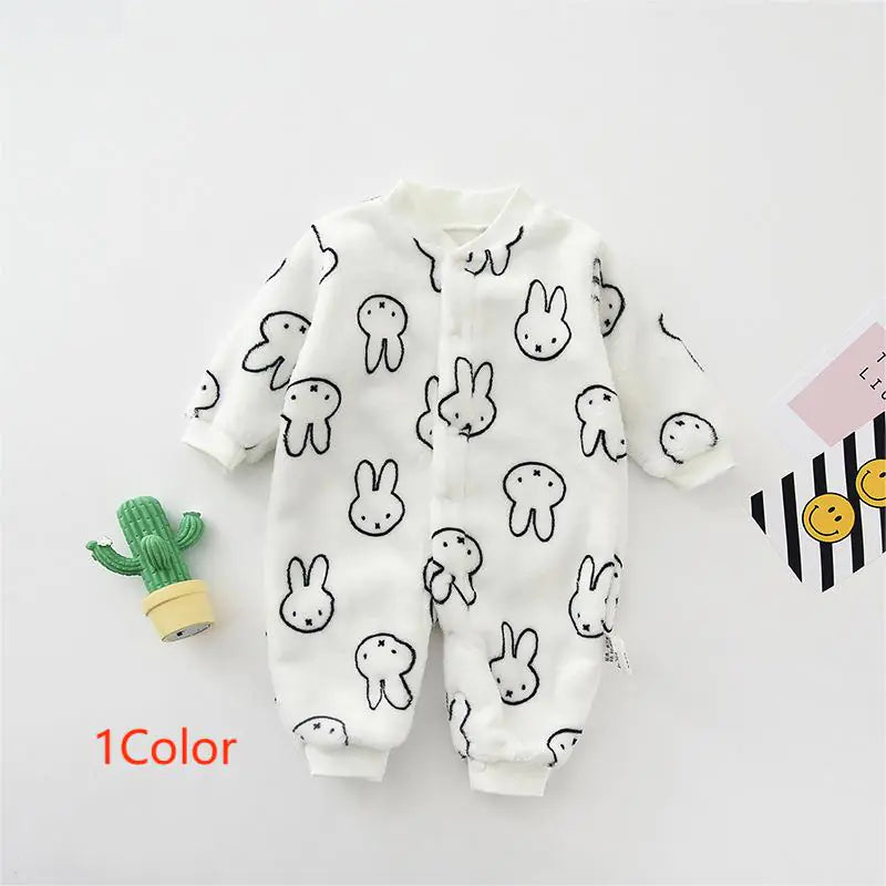 Infant Warm Fleece Romper for Fall and Winter