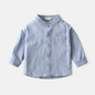 Boys' Solid Color Stand Collar Shirt