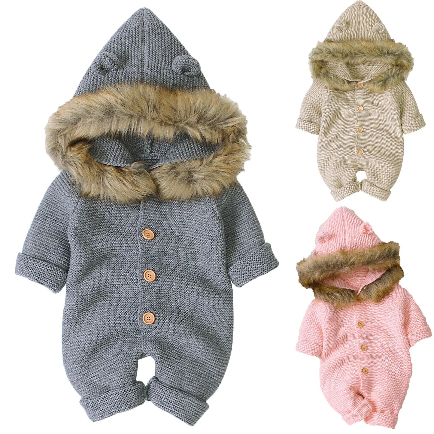 Kids' Hooded Knitted Romper - Popular Style