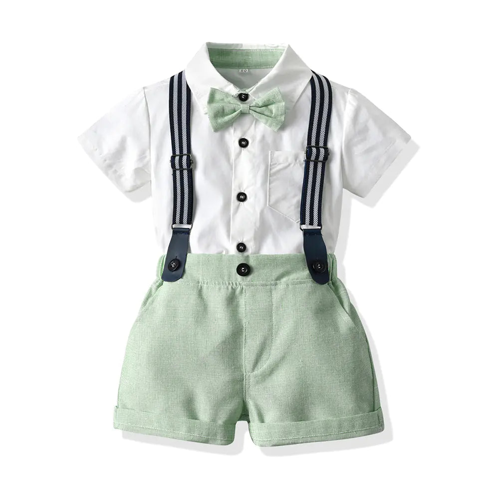 Summer Set for Boys: Short Sleeve Shirt & Overalls