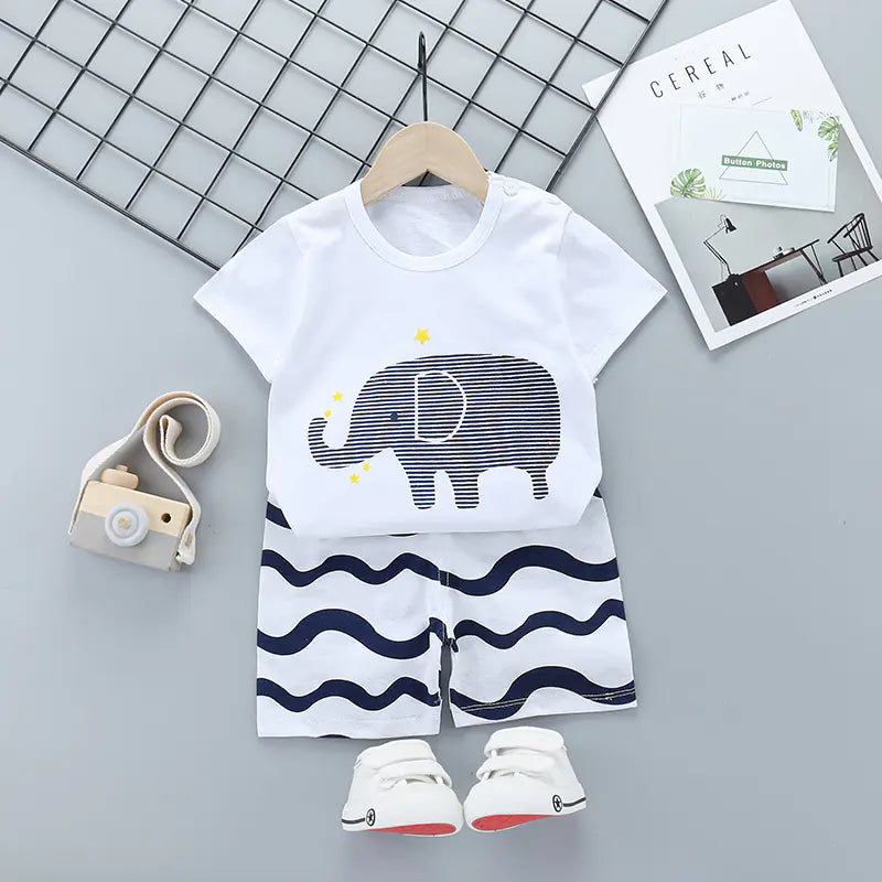 2020 Cartoon Kids Cotton Short Sleeve Outfit Set