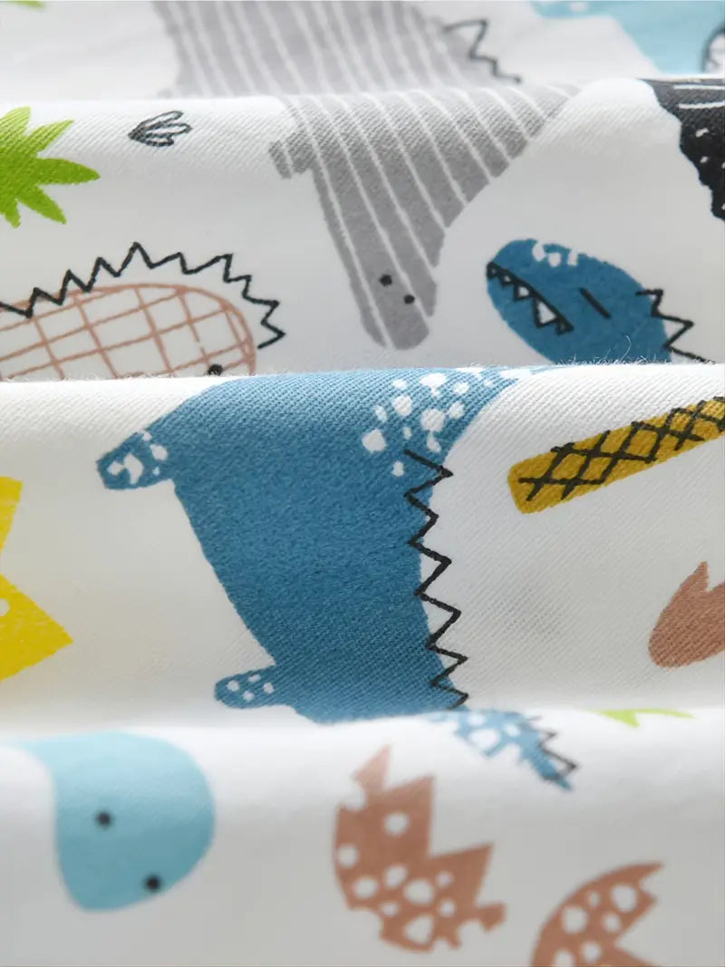 Boys Cartoon Dinosaur Print Button-up Shirt